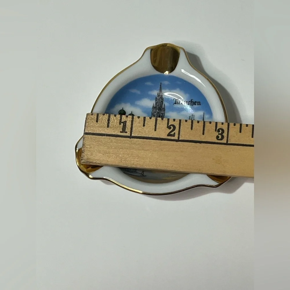 VTG Porcelain Ashtray Munchen Bavaria Germany Theo Kuhn Butgwinbheim Gold Rim - Picture 10 of 12